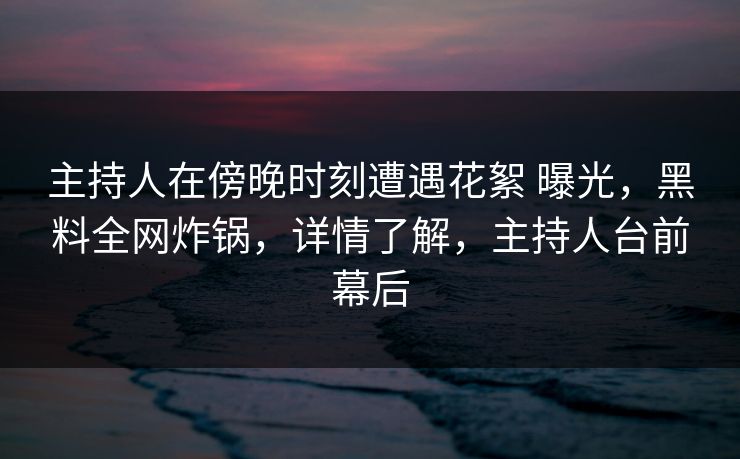 主持人在傍晚时刻遭遇花絮 曝光，黑料全网炸锅，详情了解，主持人台前幕后