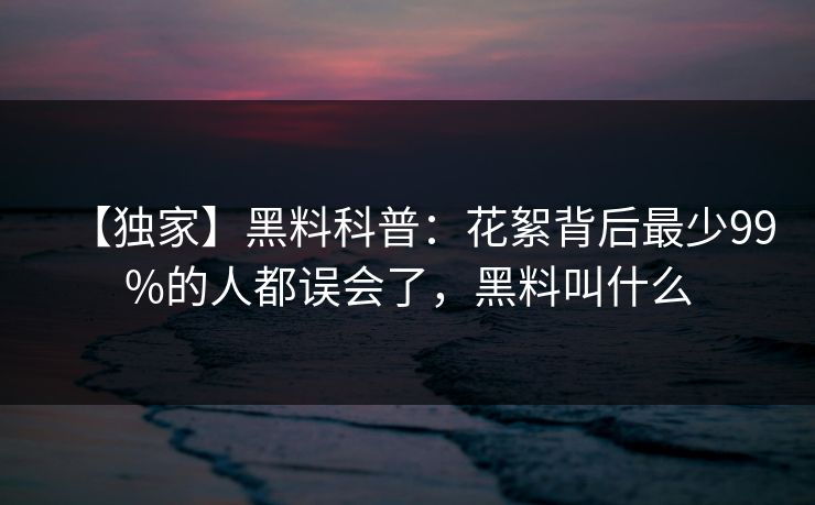 【独家】黑料科普：花絮背后最少99%的人都误会了，黑料叫什么