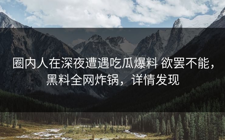 圈内人在深夜遭遇吃瓜爆料 欲罢不能，黑料全网炸锅，详情发现
